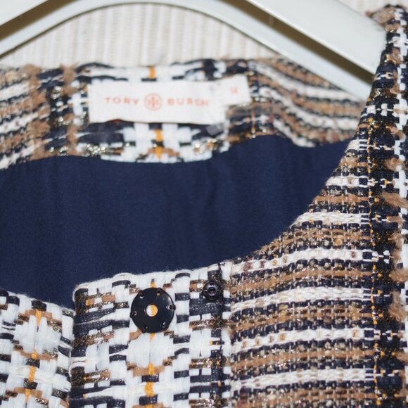 Tory Burch Jessica Tweed Jacket In Brown size 14 - Picture 6 of 8